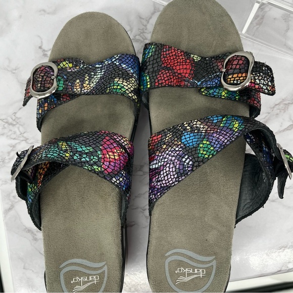 Dansko Sophie Rainbow Double Buckle Strap Sandals Clogs Size 41 EU Comfy Hippie - Picture 6 of 6